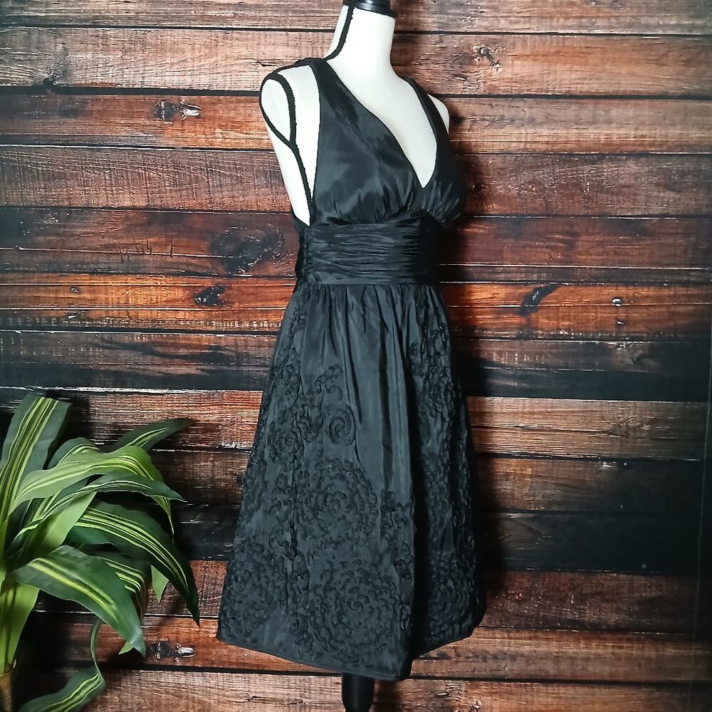 Davids Bridal Dress 10 Black Formal Halter Cross Back Full Embellished - Picture 8 of 10